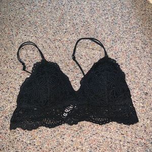 Added lace black bra